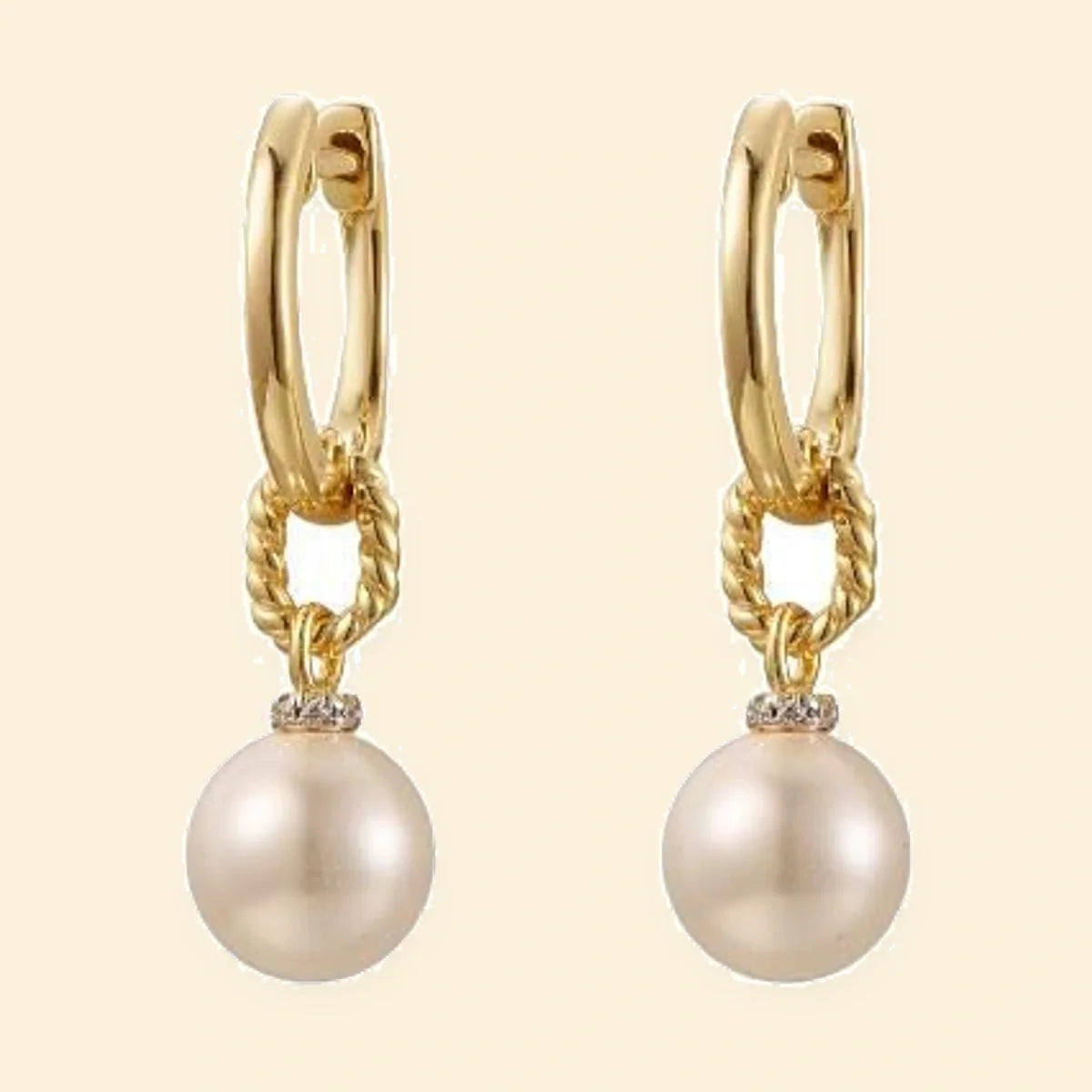 Gold Plated Sterling Silver Pearl Drop Hoops – AER201-GP