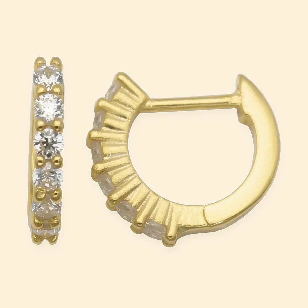 Gold Plated Sterling Silver Baguette CZ Hoop Earrings – AER207-GP
