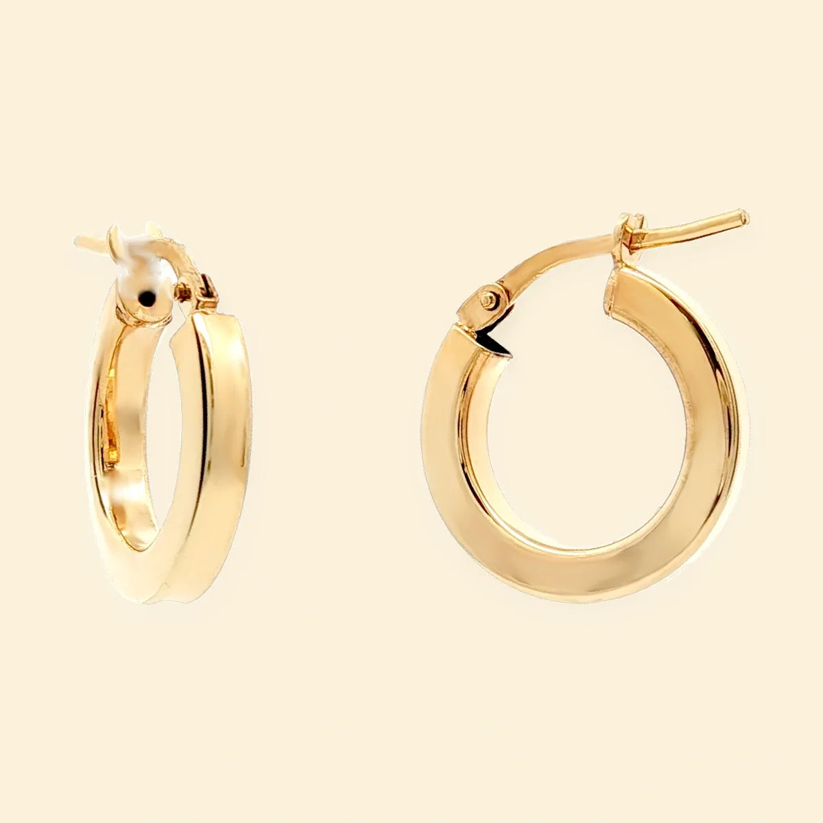 Gold Plated Sterling Silver Square Tube 15mm Hoops – AER273A-GP