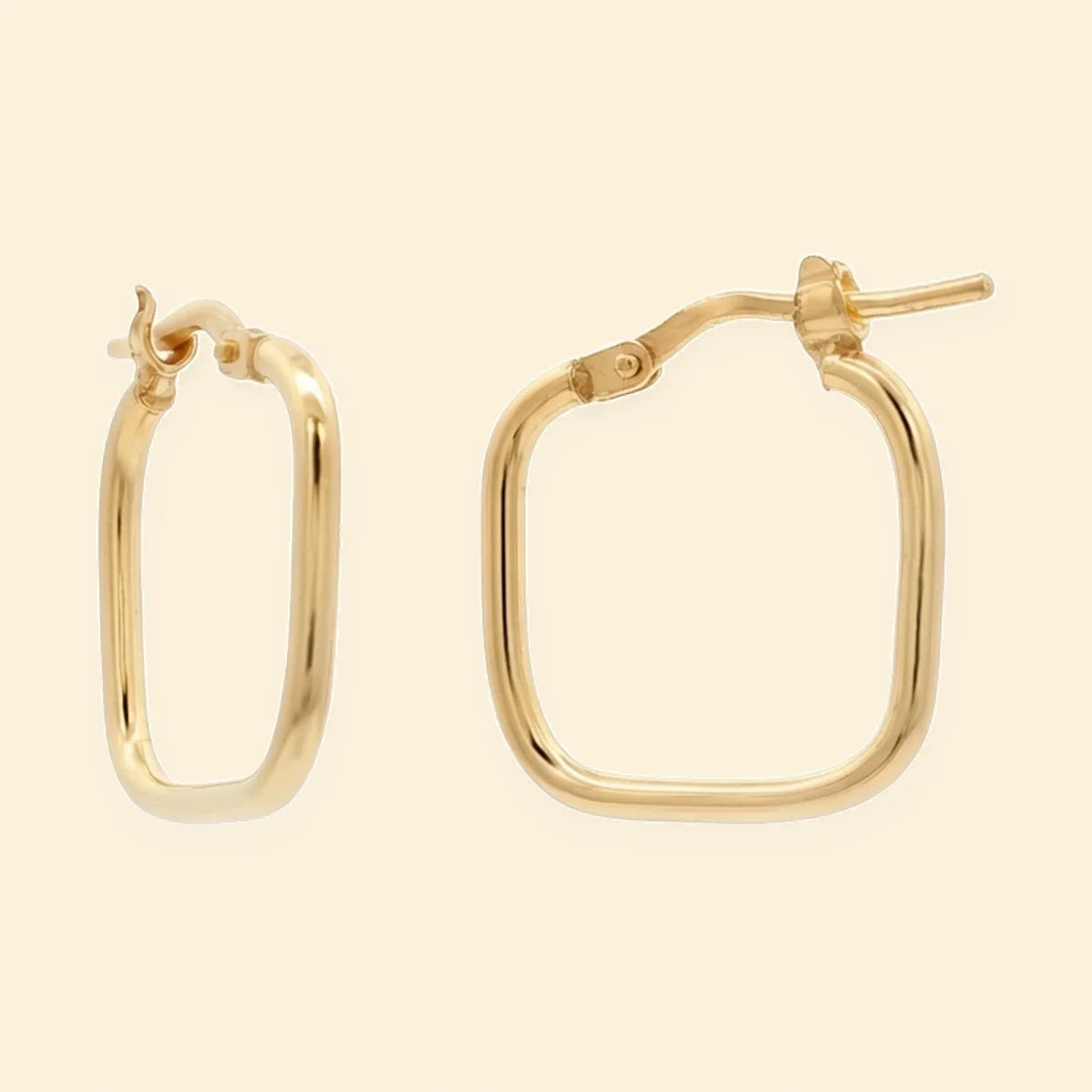 Gold Plated Sterling Silver Square Shape 18mm Hoops – AER274A-GP