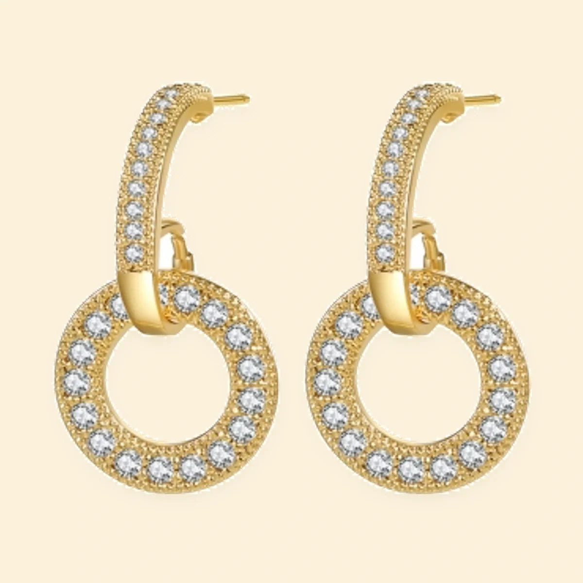 Gold Plated Sterling Silver CZ Set Stud Earrings – AES209