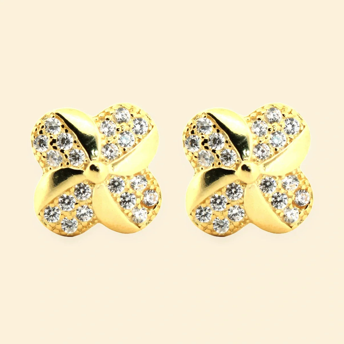 Gold Plated Sterling Silver CZ Set Stud Earrings – AES212