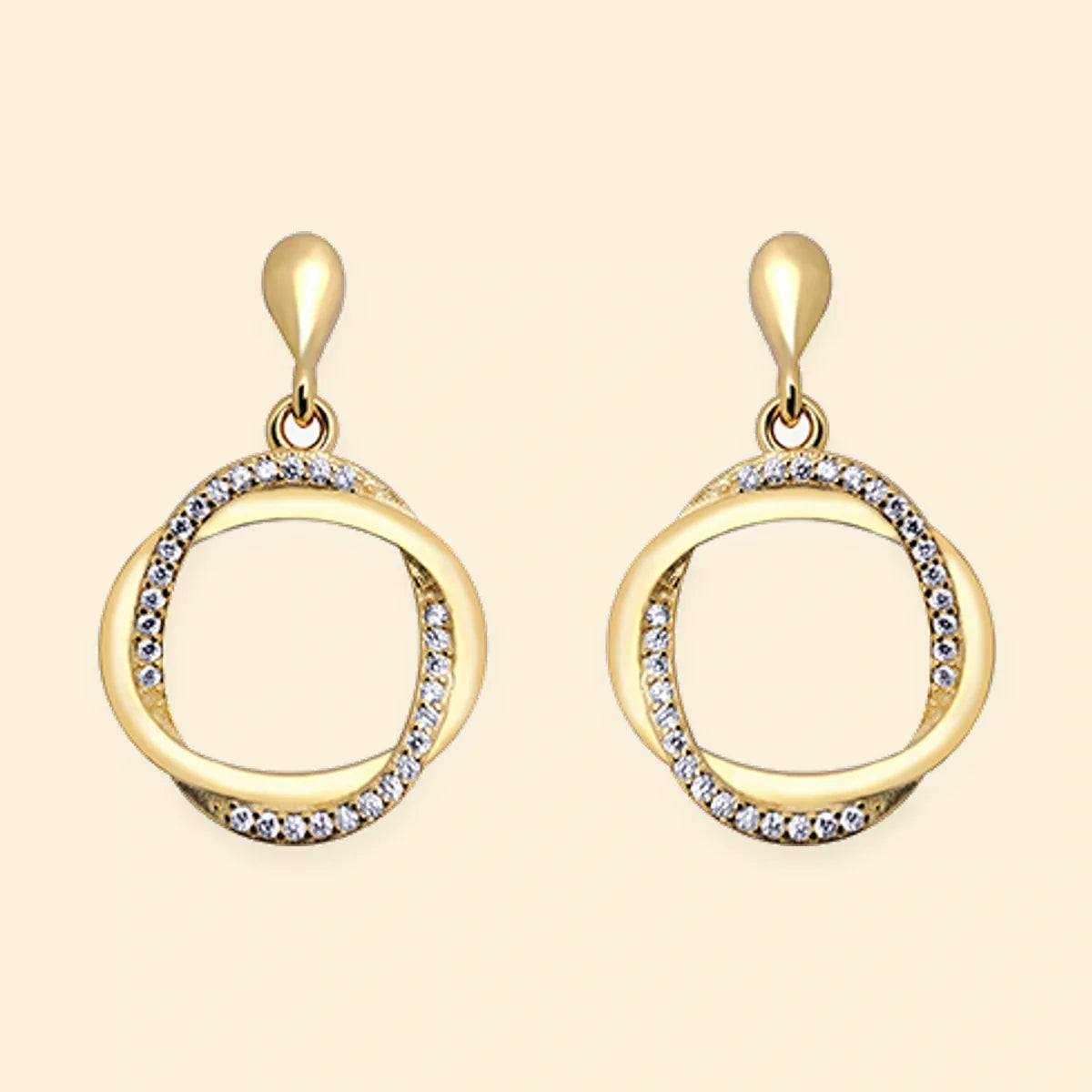 Gold Plated Sterling Silver CZ Set Stud Earrings – AES213