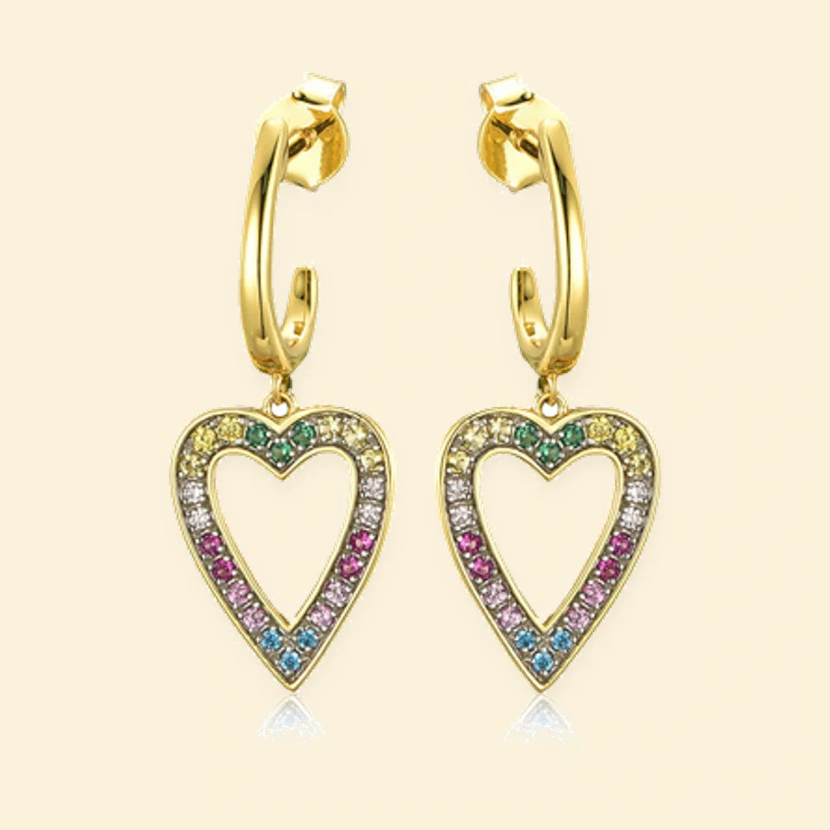 Gold Plated Sterling Silver Multi Col CZ Set Earrings – AES238