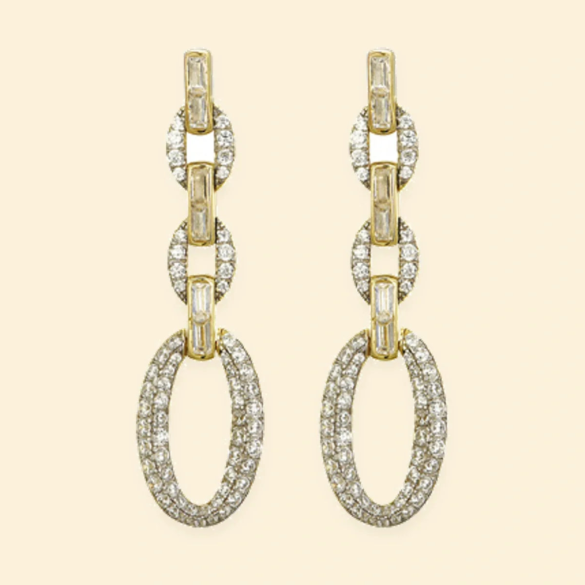 Gold Plated Sterling Silver CZ Set Stud Drop Earrings – AES242