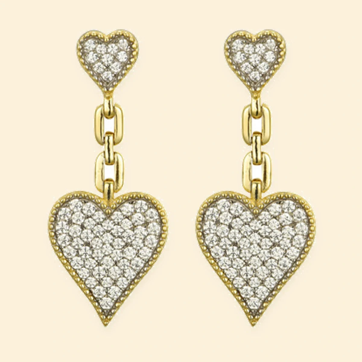 Gold Plated Sterling Silver CZ Set Stud Drop Earrings – AES245