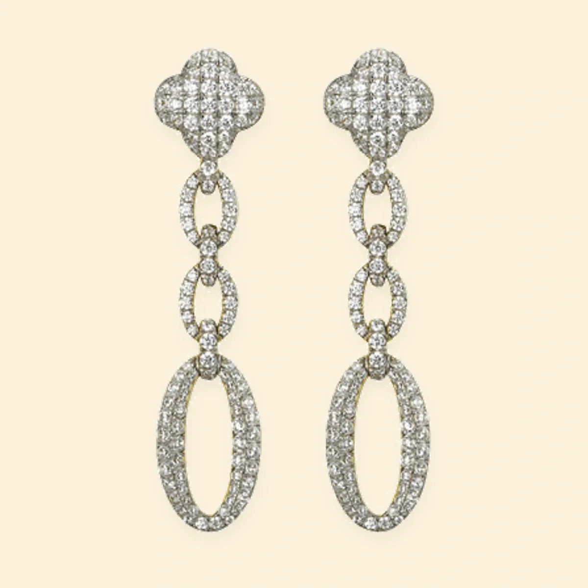 Gold Plated Sterling Silver CZ Set Stud Drop Earrings – AES247