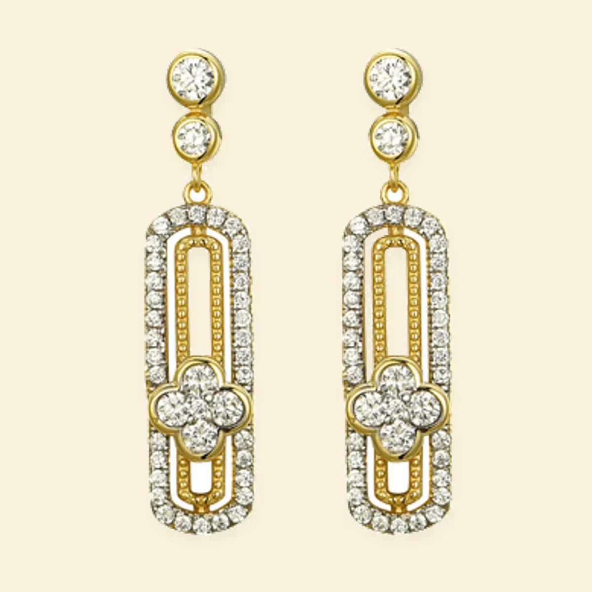 Gold Plated Sterling Silver CZ Set Stud Drop Earrings – AES248