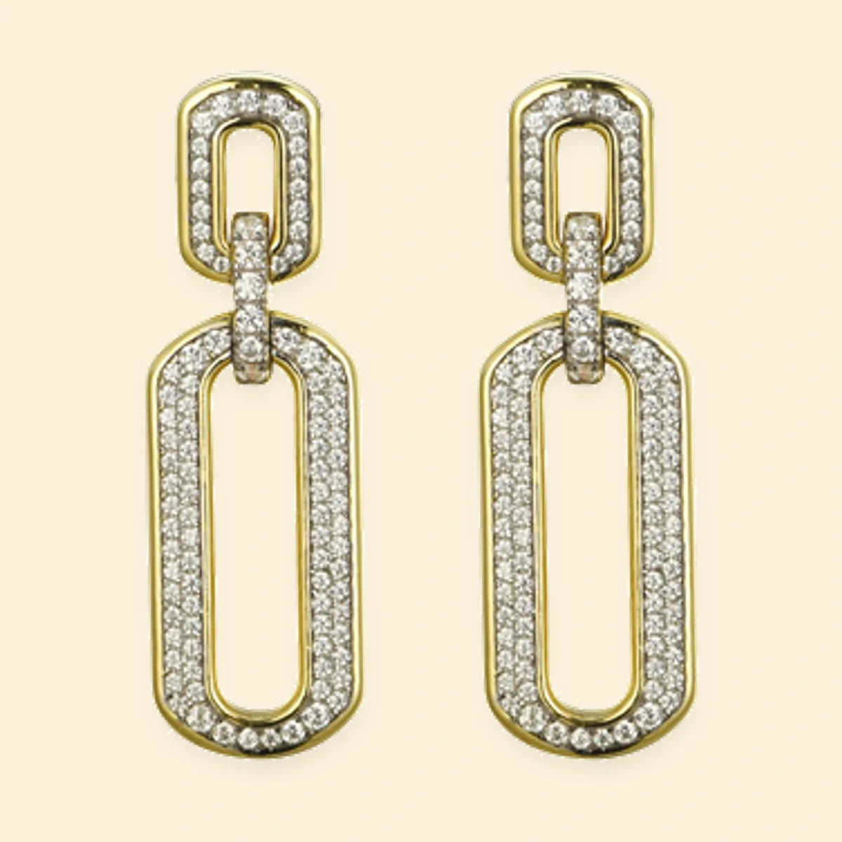 Gold Plated Sterling Silver CZ Set Stud Drop Earrings – AES249