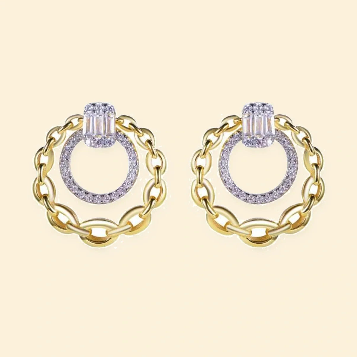 Gold Plated Sterling Silver CZ Circle Hoops – AES275-GP