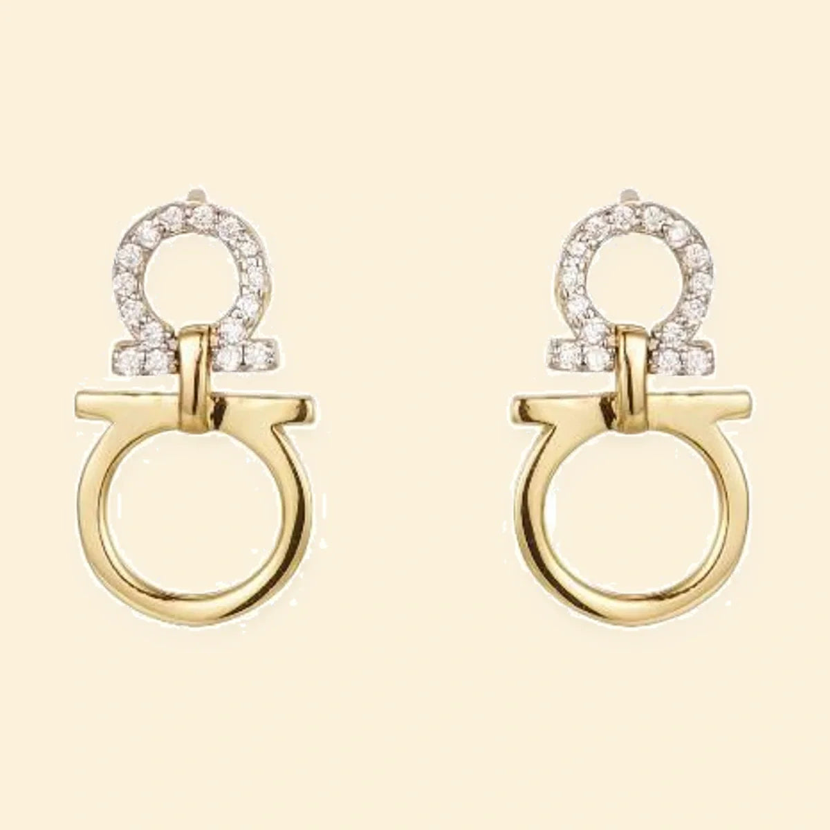 Gold Plated Sterling Silver CZ Equestrian Hoops – AES279-GP