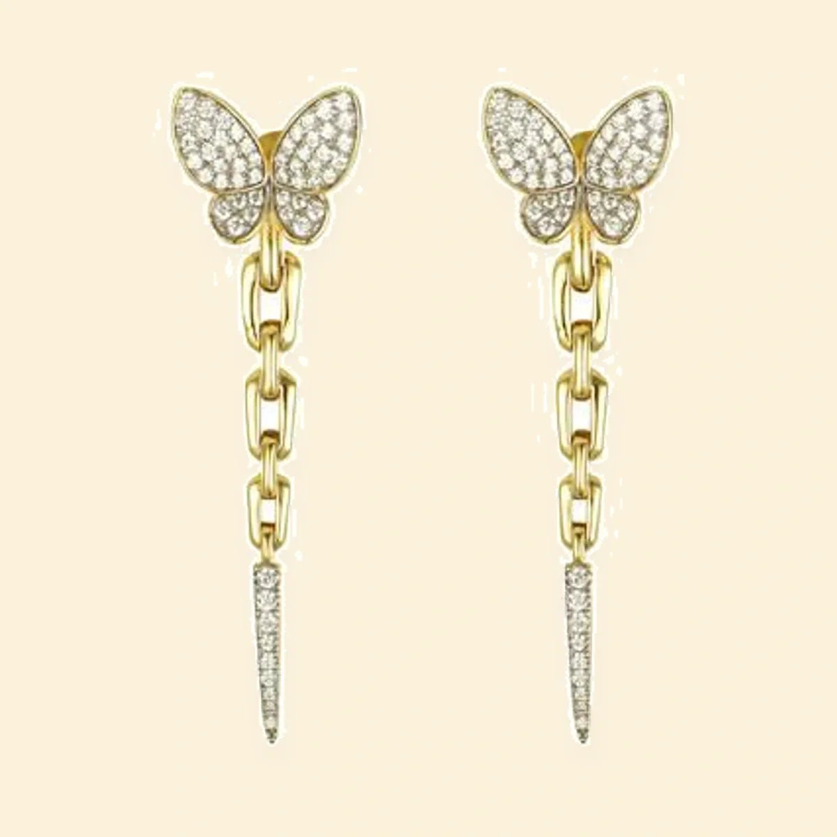 Gold Plated Sterling Silver Butterfly Drops – AES280-GP