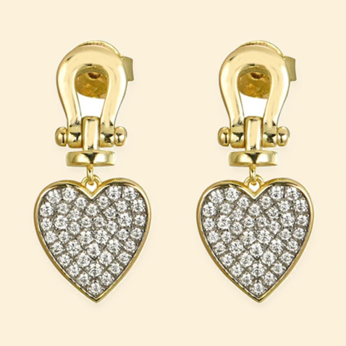 Gold Plated Sterling Silver CZ Heart Drops – AES282-GP