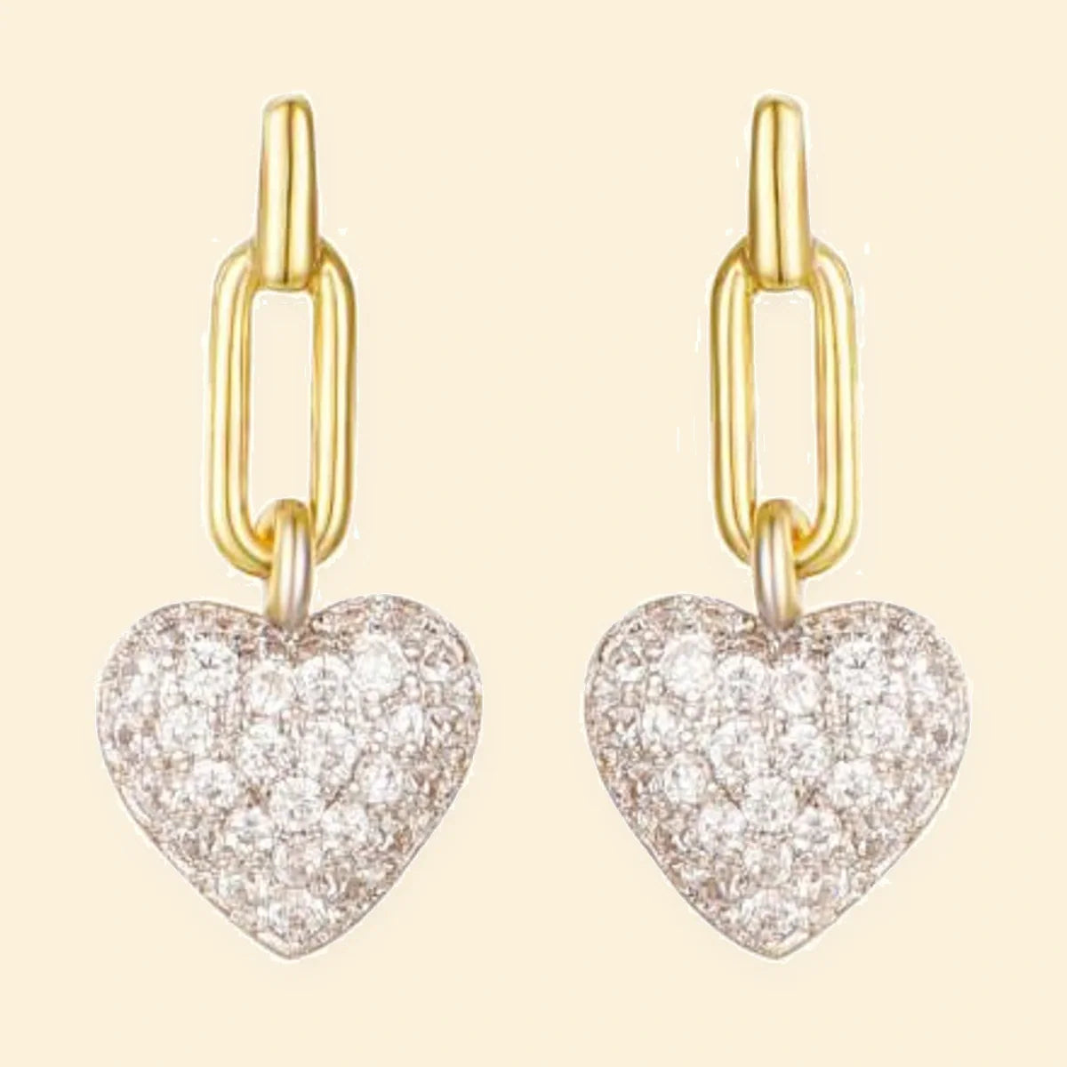 Gold Plated Sterling Silver CZ Heart Drops – AES283-GP