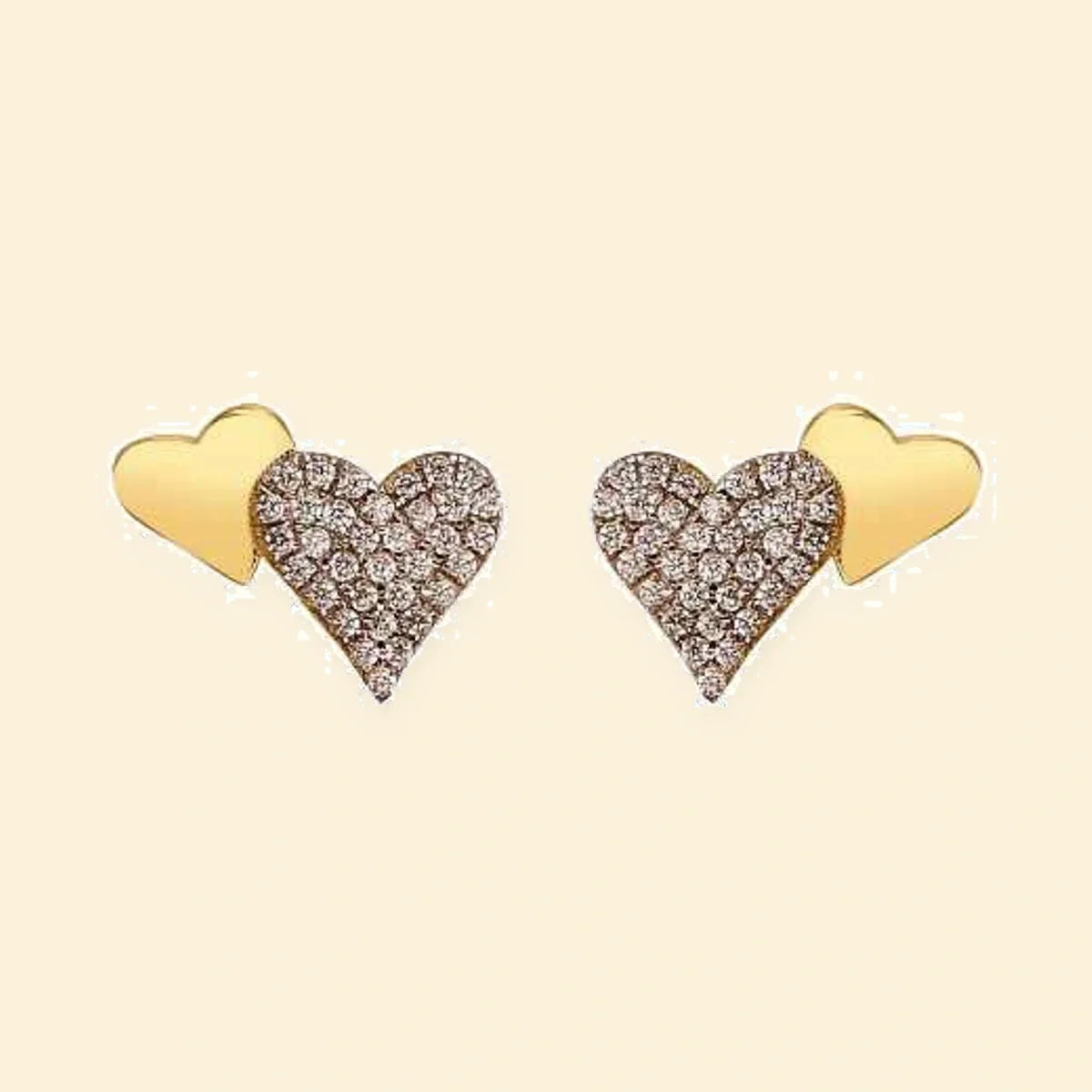 Gold Plated Sterling Silver CZ Heart Studs – AES284-GP