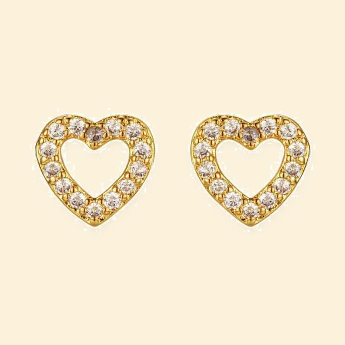 Gold Plated Sterling Silver CZ Heart Studs – AES285-GP