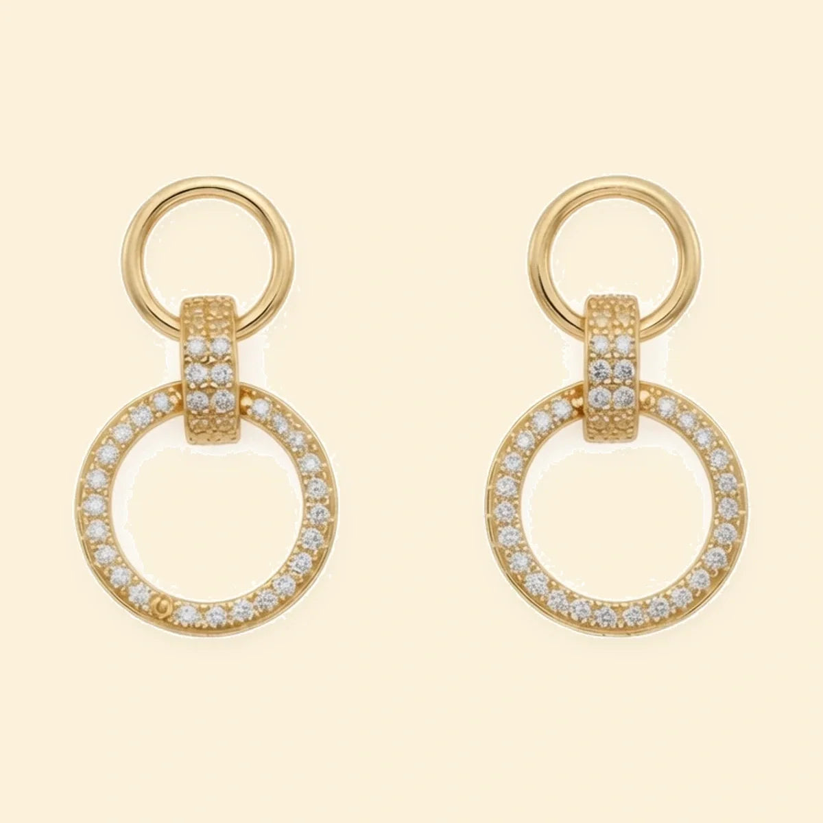 Gold Plated Sterling Silver CZ Circle Pendant Set – AES294-GP