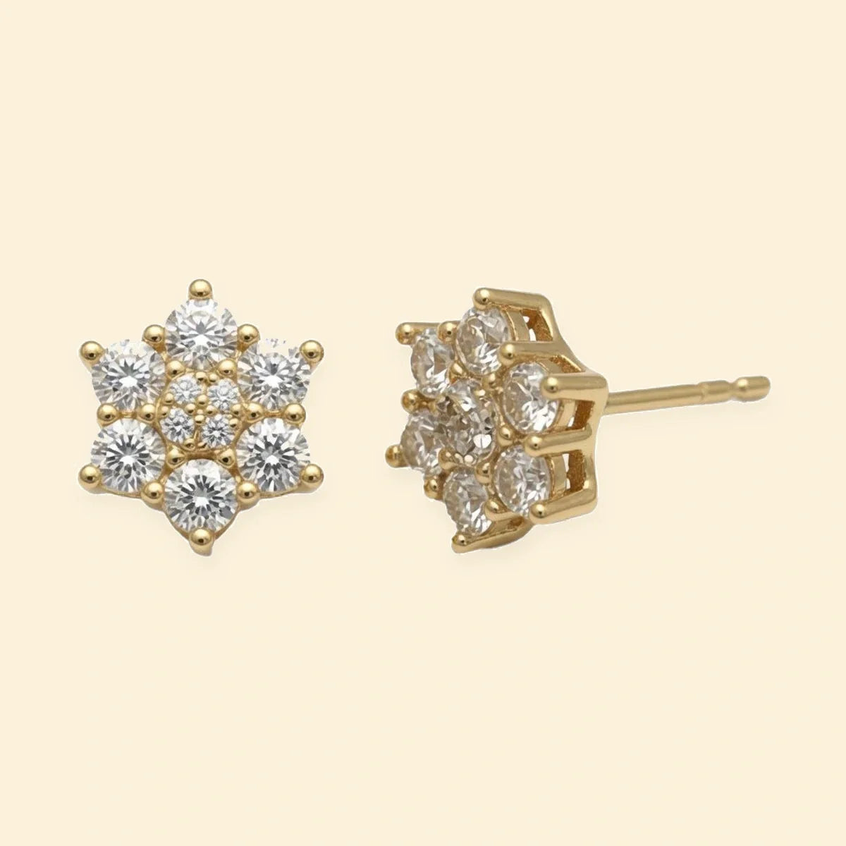 Gold Plated Sterling Silver CZ Star Cluster Studs – AES298-GP