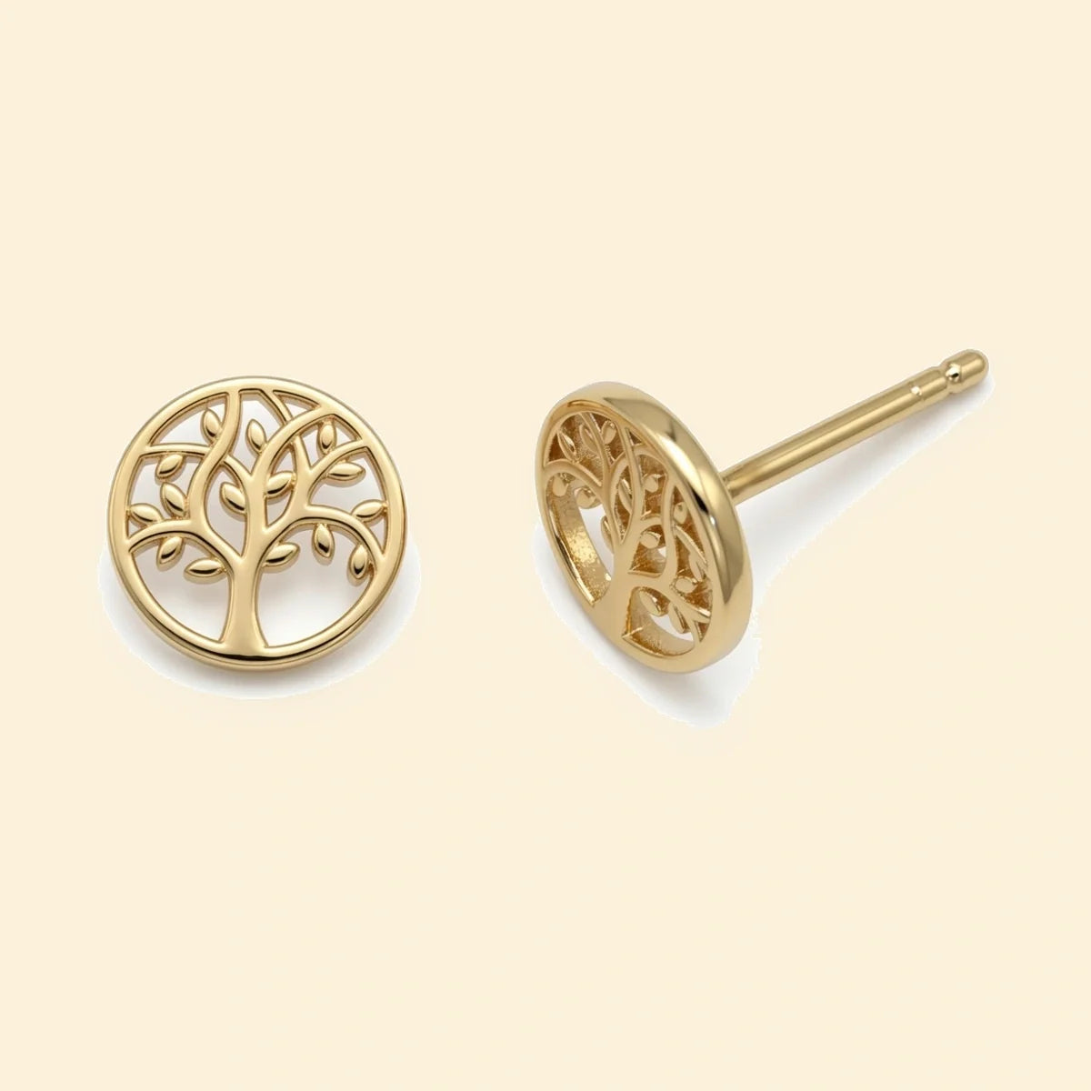 Gold Plated Sterling Silver Tree Of Life Stud Earrings – AES299-GP