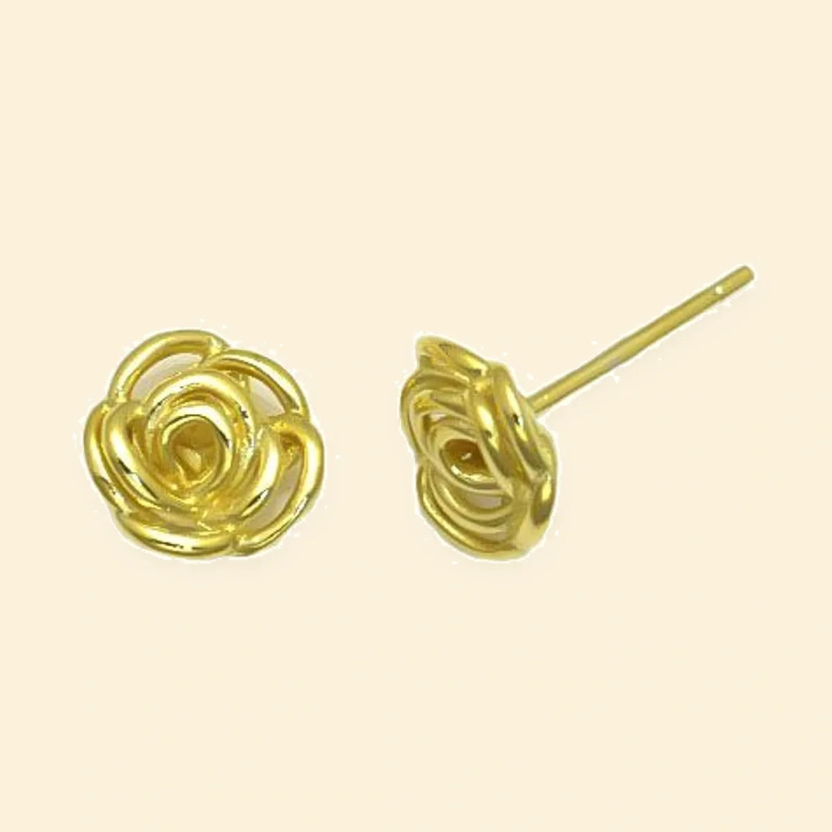 Gold Plated Sterling Silver Rose Stud Earrings – AES302-GP
