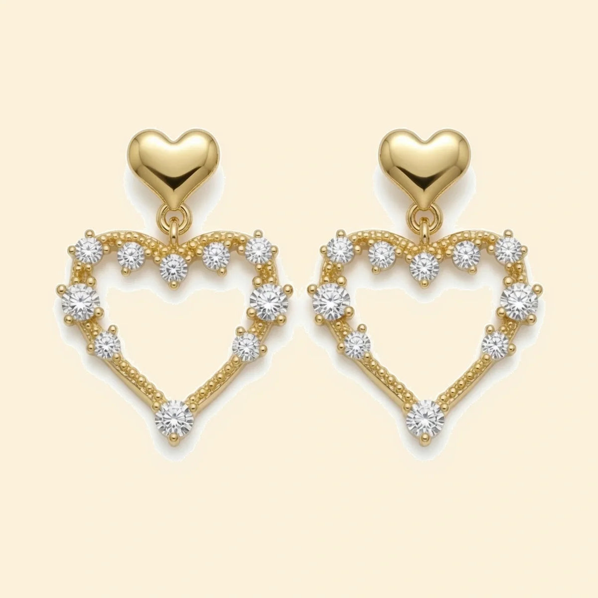 Gold Plated Sterling Silver CZ Heart Drop Earrings – AES311-GP