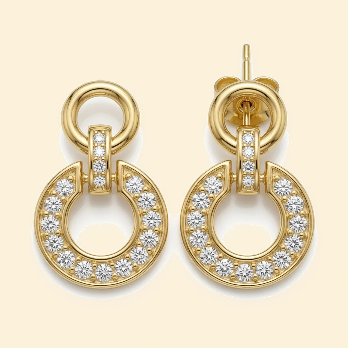 Gold Plated Sterling Silver CZ Horseshoe Drop Earrings – AES316-GP