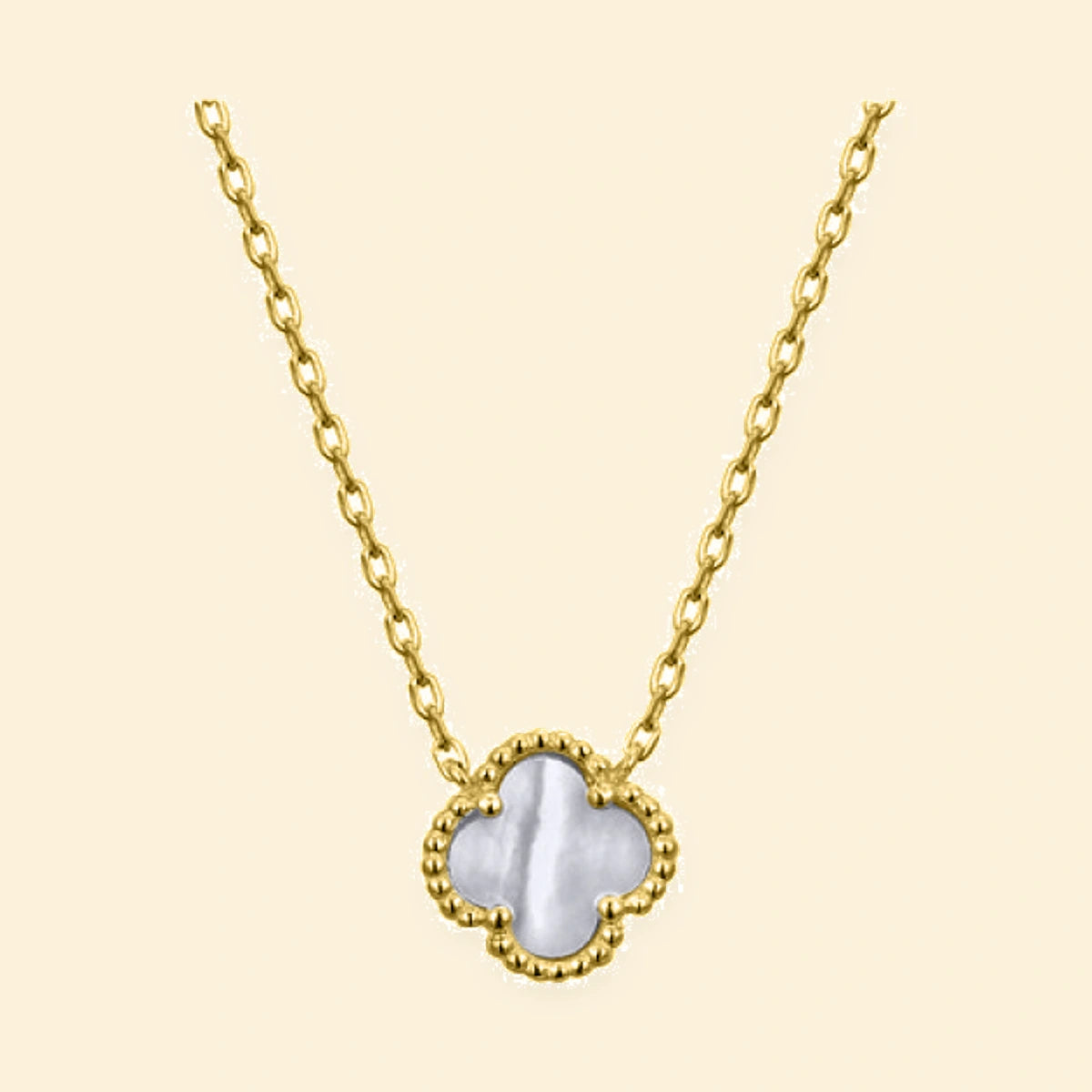 Gold Plated Sterling Silver MOP Clover Necklace – ANC072-GP