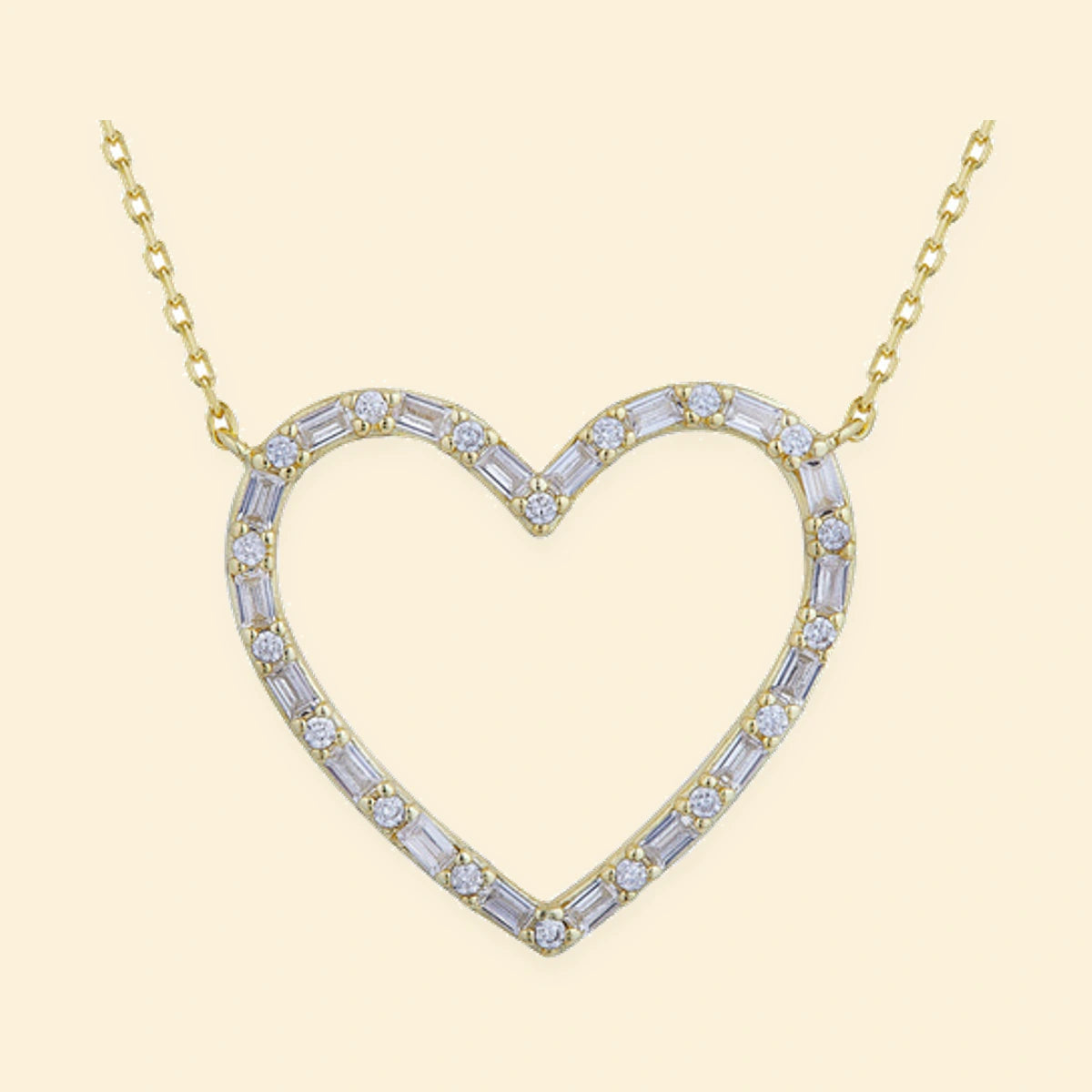 Gold Plated Sterling Silver 928 Silver CZ Set Heart Necklace – ANC078