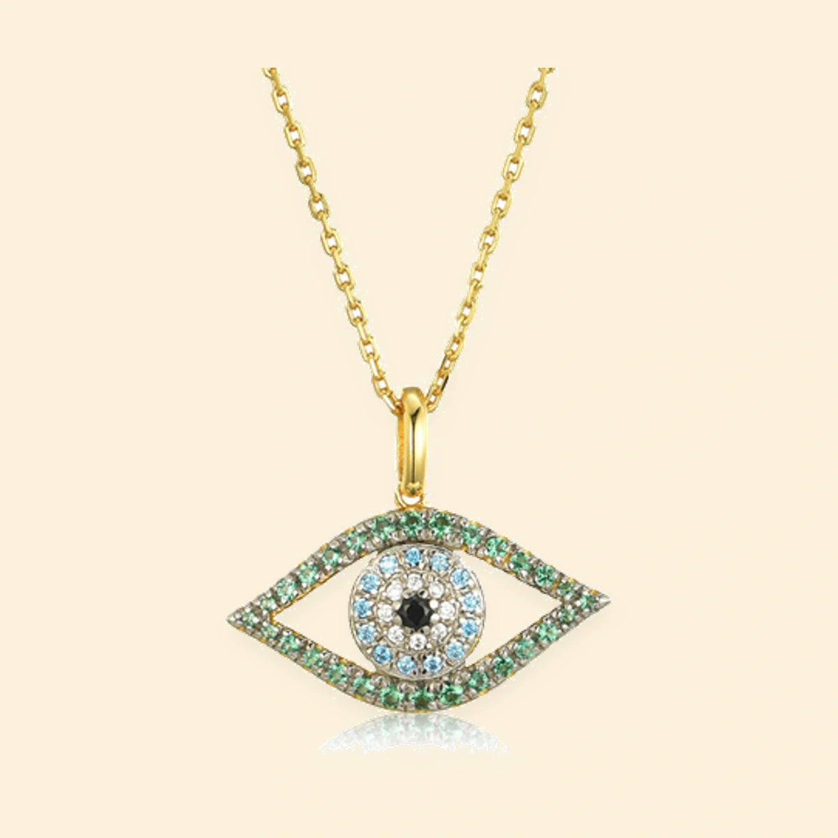 Gold Plated Sterling Silver CZ Set Evil Eye Necklace – ANC081