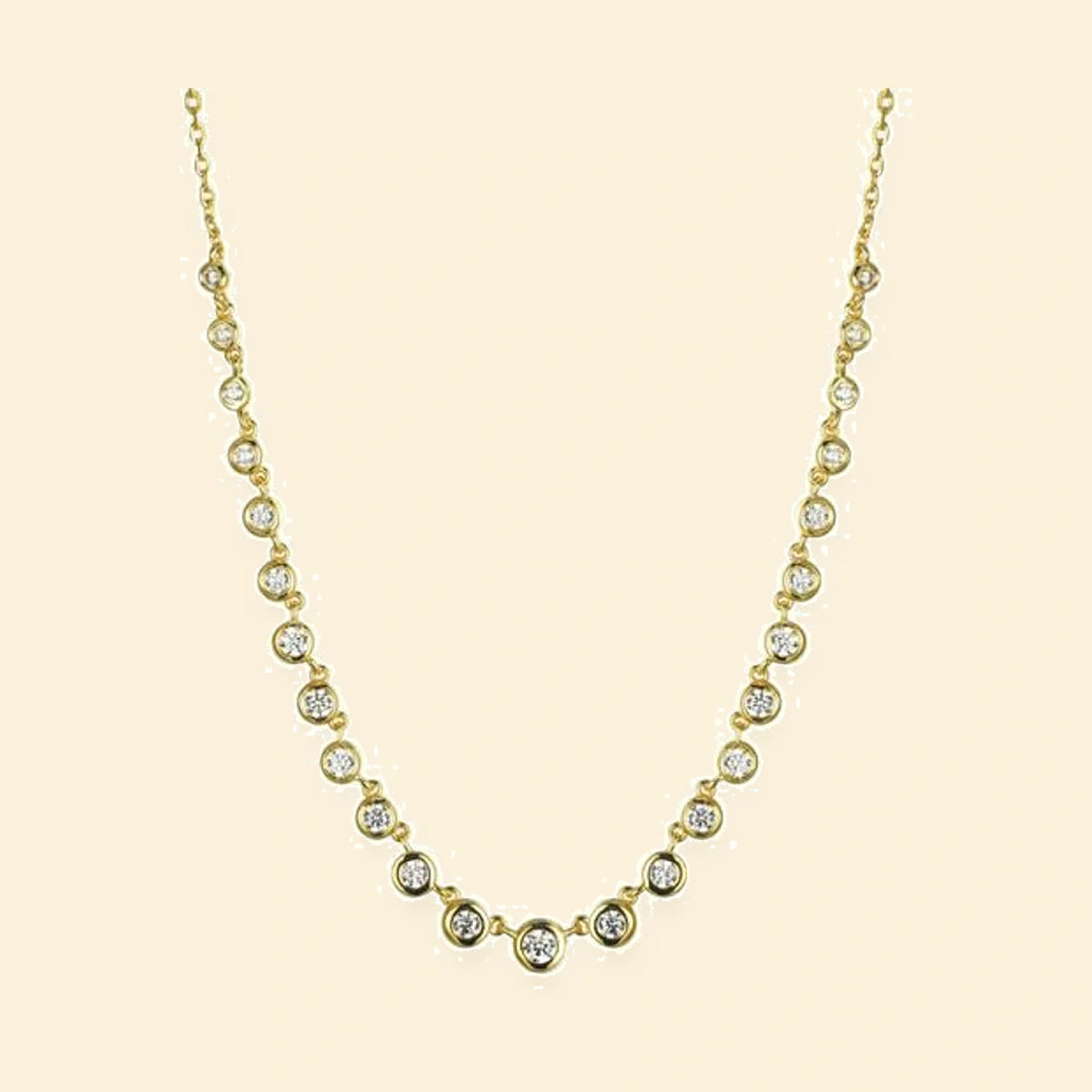 Gold Plated Sterling Silver CZ Station Necklace – ANC114-GP