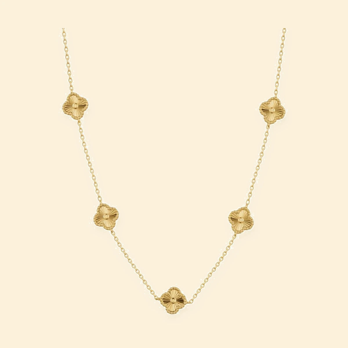 Gold Plated Sterling Silver CZ Clover Necklace – ANC117-GP