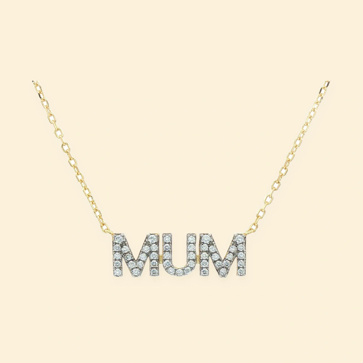 Gold Plated Sterling Silver CZ Mum Necklace – ANC118-GP