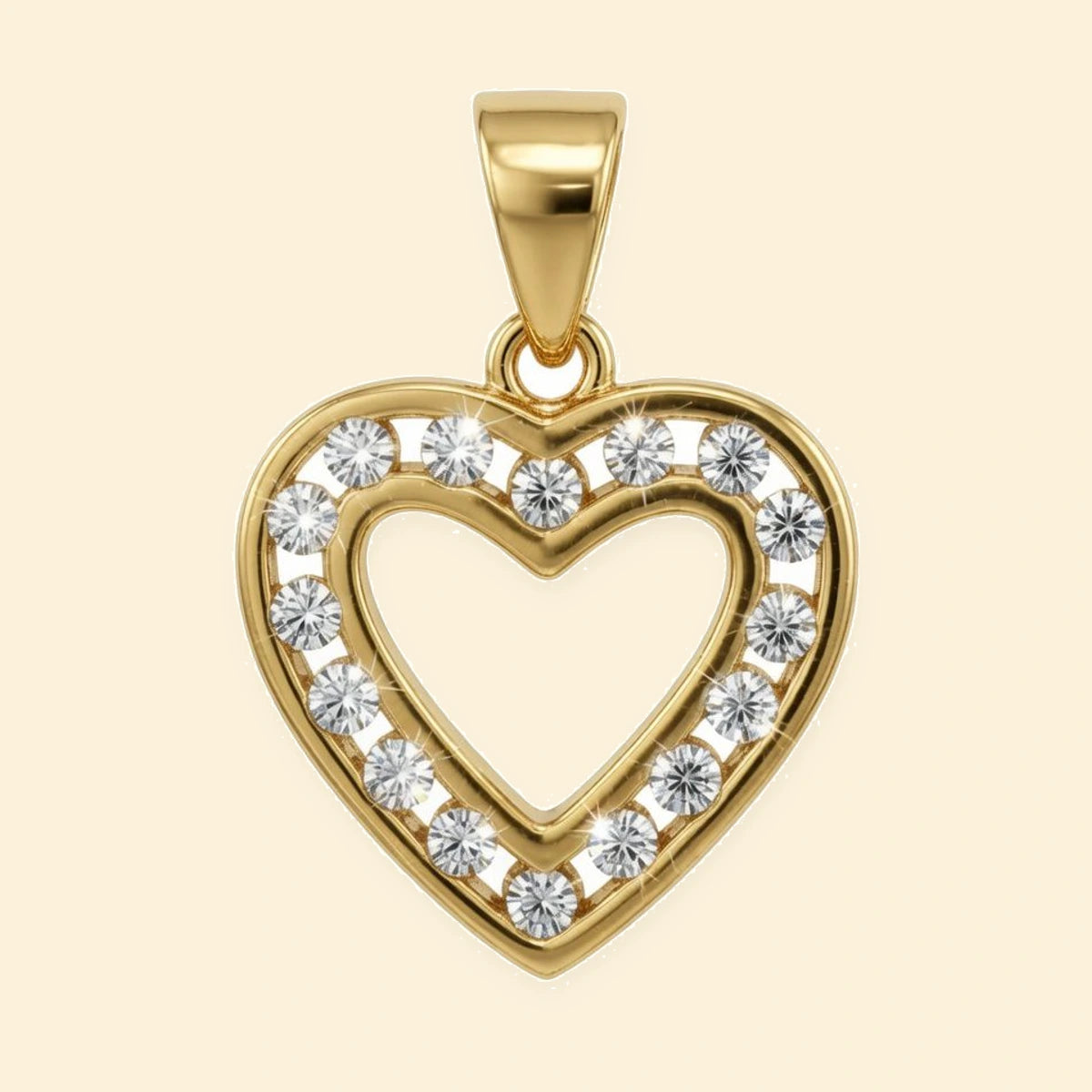 Gold Plated Sterling Silver CZ Set Heart Pendant – APD204-GP