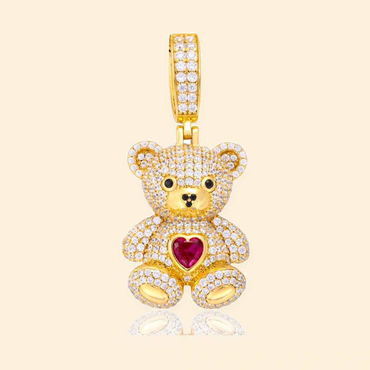Gold Plated Sterling Silver CZ Set Teddy Pendant – APD237-GP