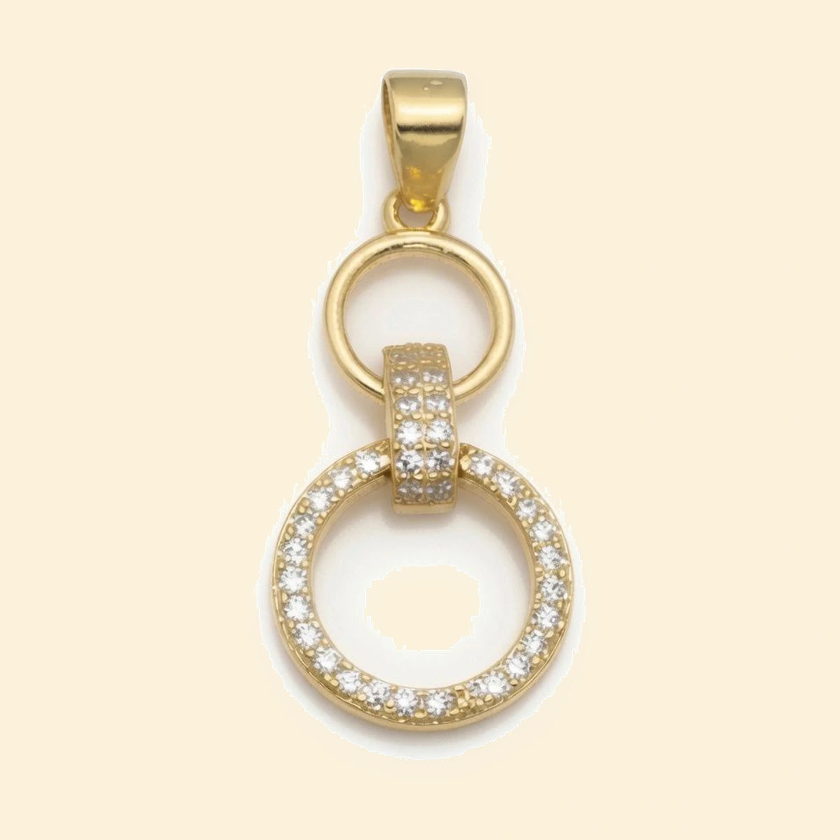 Gold Plated Sterling Silver CZ Linked Circle Pendant – APD243-GP