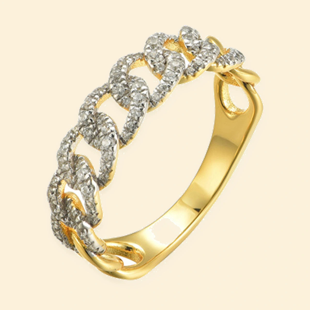Gold Plated Sterling Silver CZ Set Curb Dress Ring – ARN195