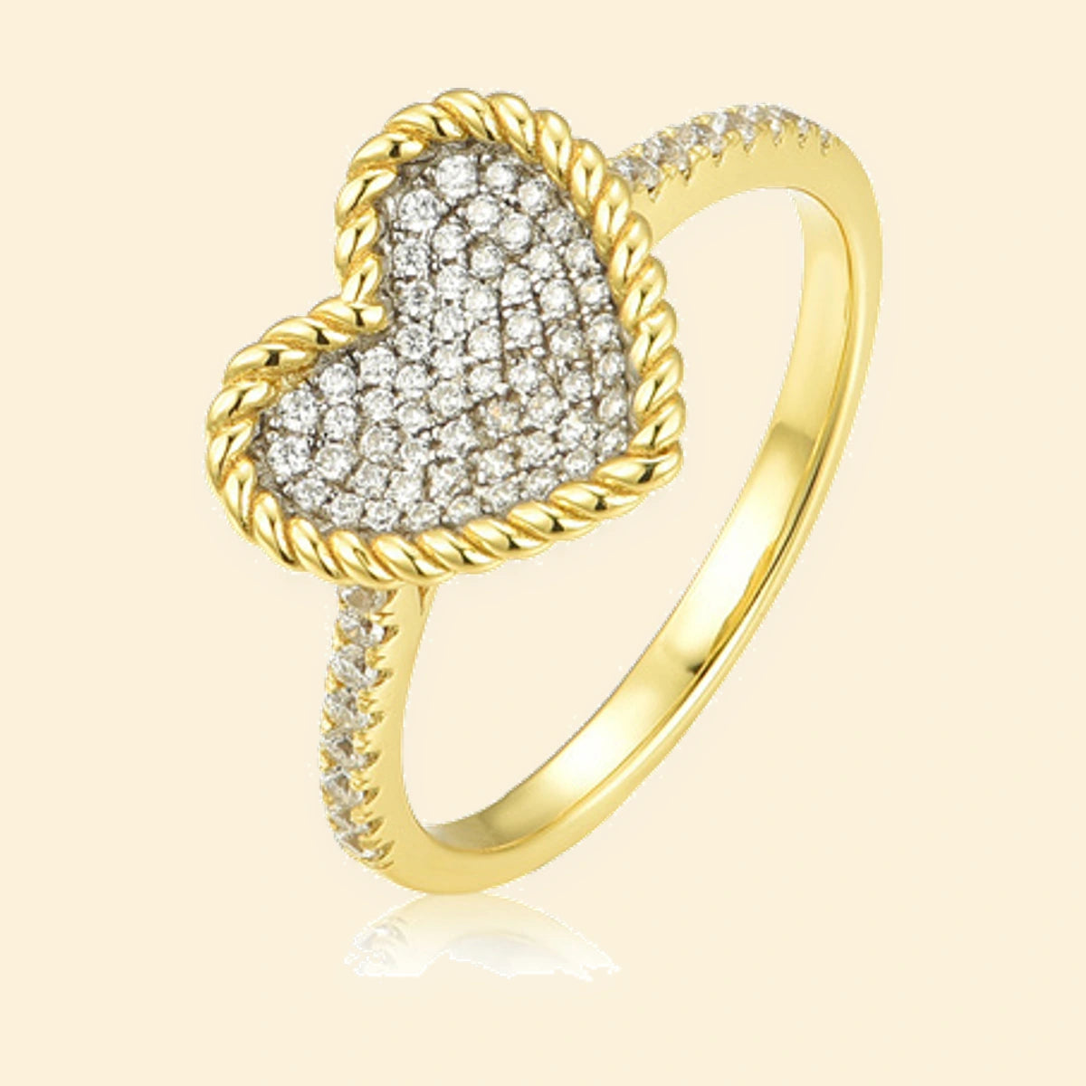 Gold Plated Sterling Silver CZ Set Heart Cluster Ring – ARN196