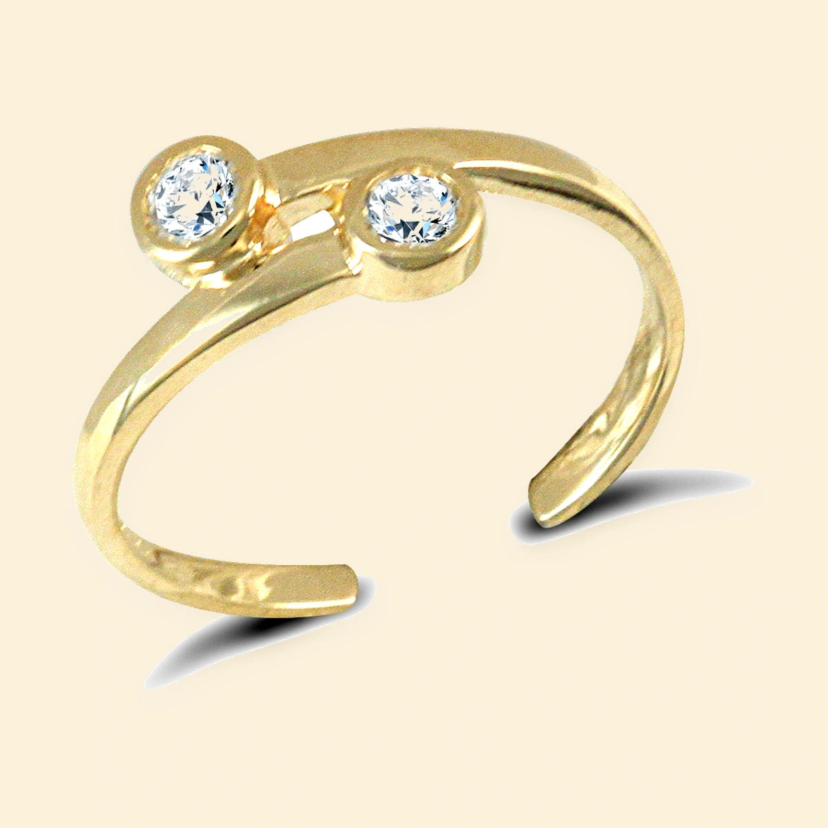 Gold Plated Sterling Silver Cross Over CZ Set Toe Ring – ATR020-GP