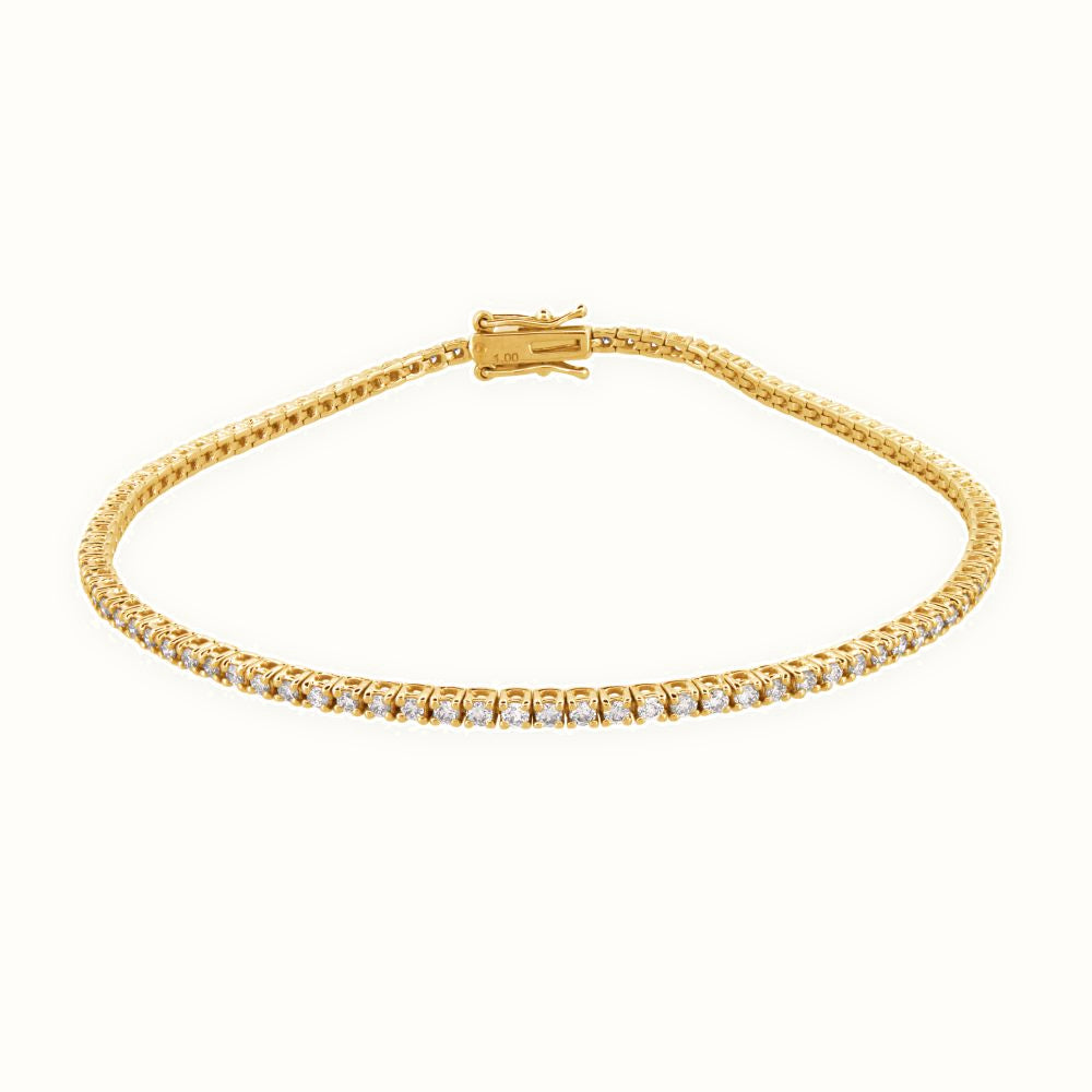 9ct Gold Claw Set Lab-Grown Diamond Line Bracelet