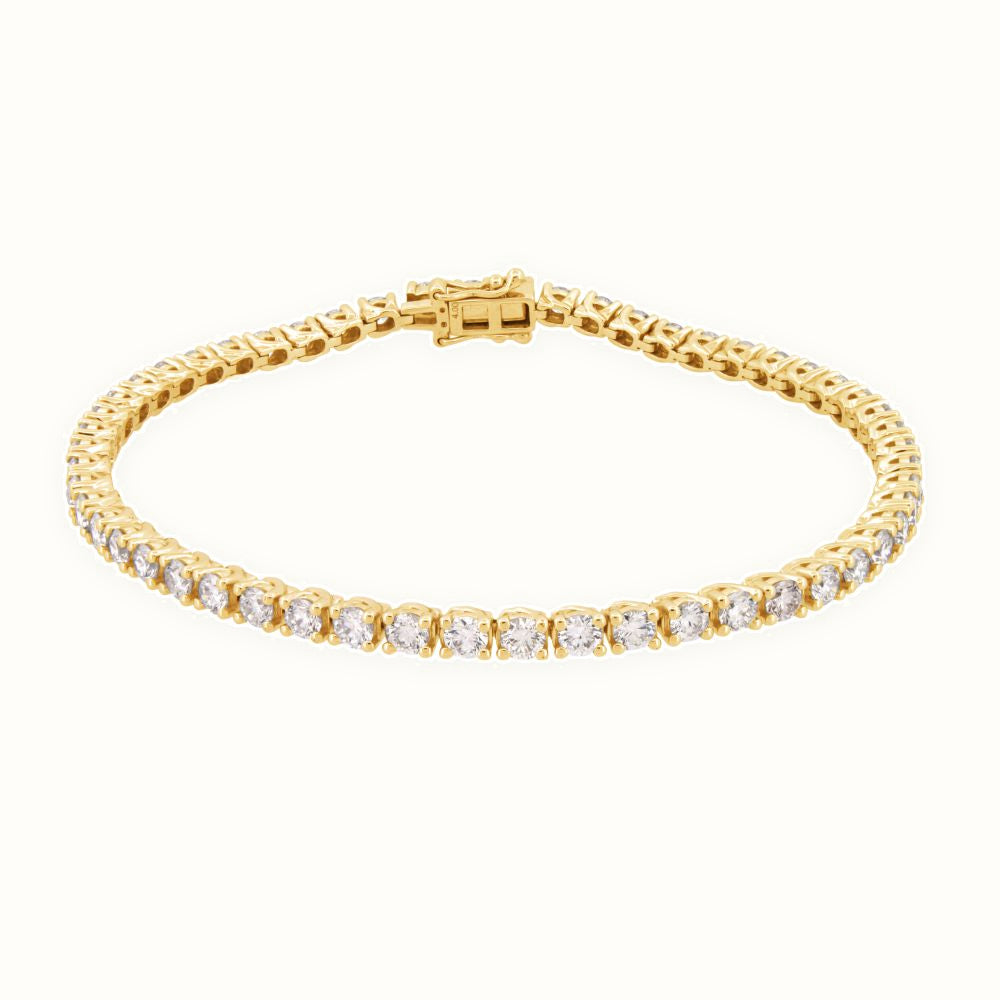9ct Gold Claw Set Natural Diamond Line Bracelet