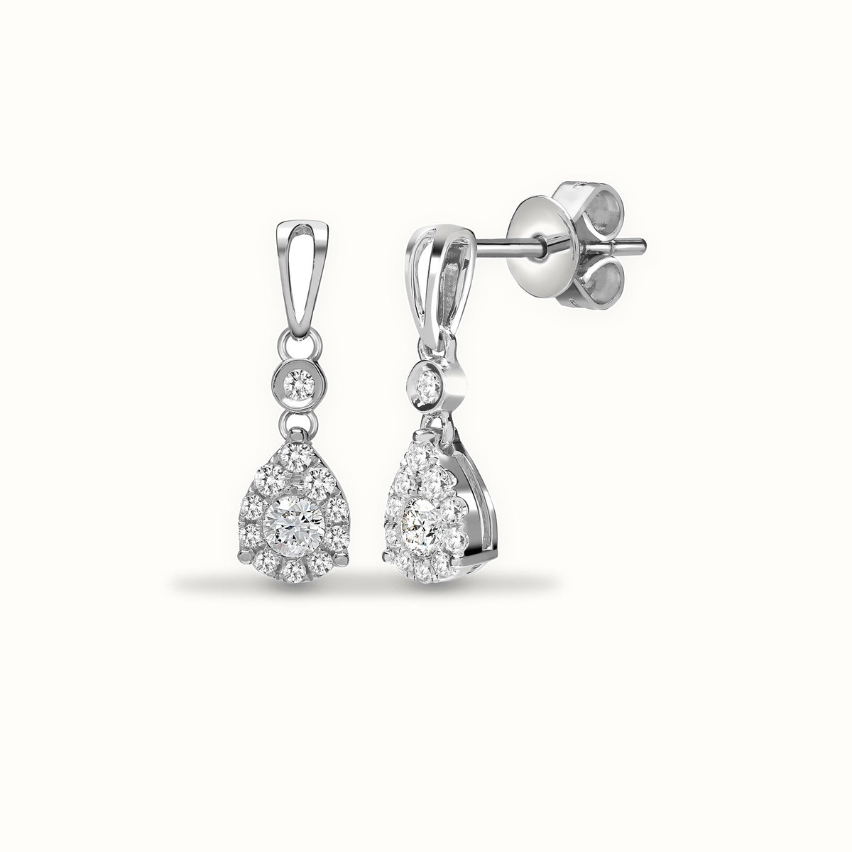 18ct White 0.38ct Natural Diamond Pear Shape Drop Earrings