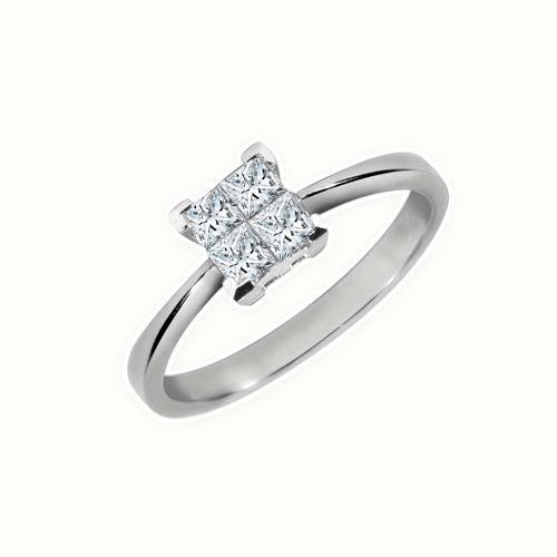18ct White Princess Cut Ring