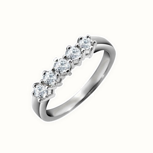 18ct White Gold 5 Stone Natural Diamond Ring