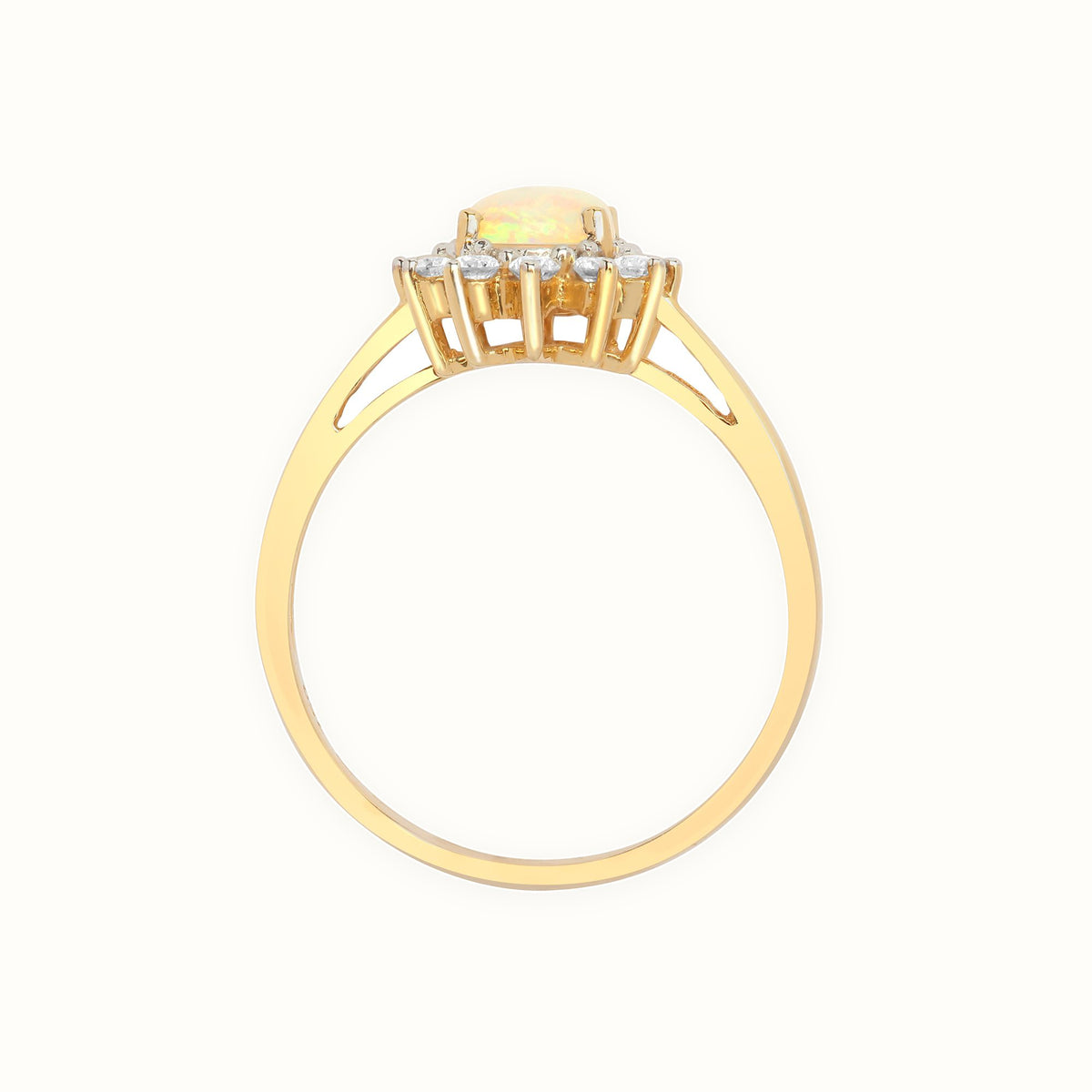 18ct Yellow Gold Natural Diamond And Opal Ring