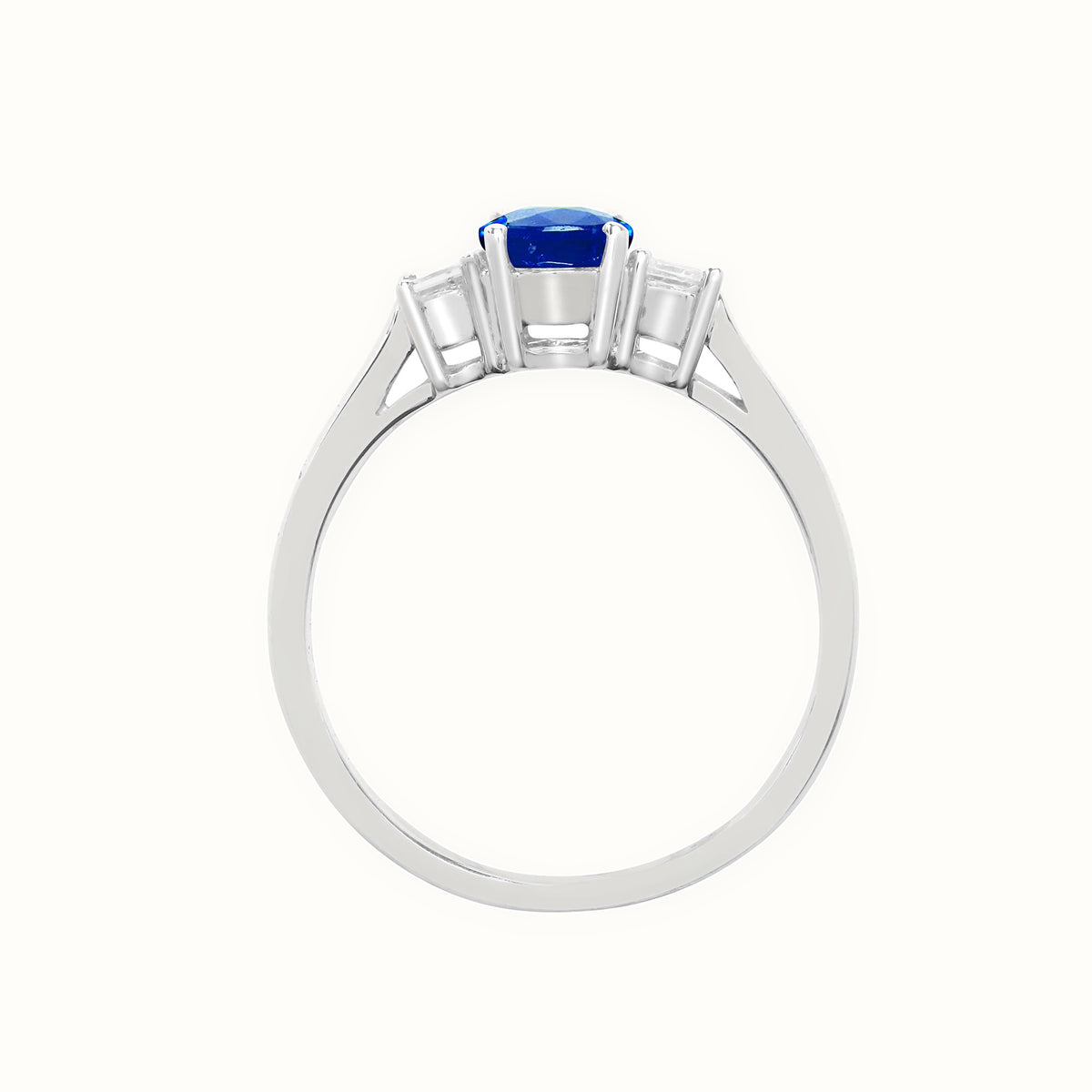 18ct White Gold Natural Diamond And Sapphire And 3 Stone Ring