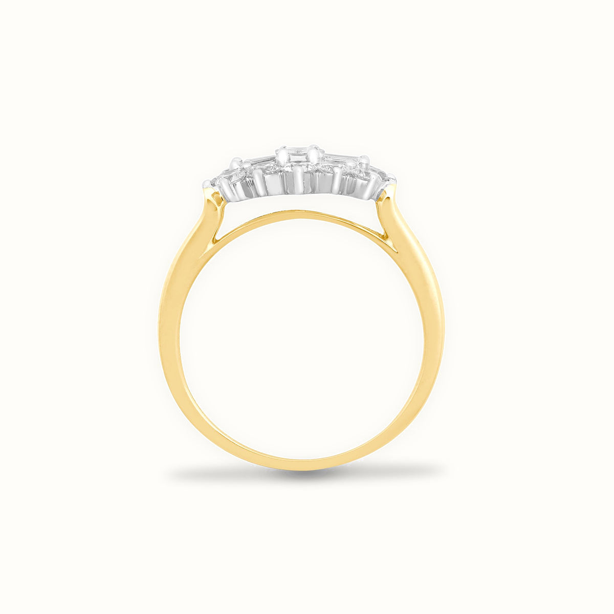 18ct Yellow White Natural Diamond Boat Ring