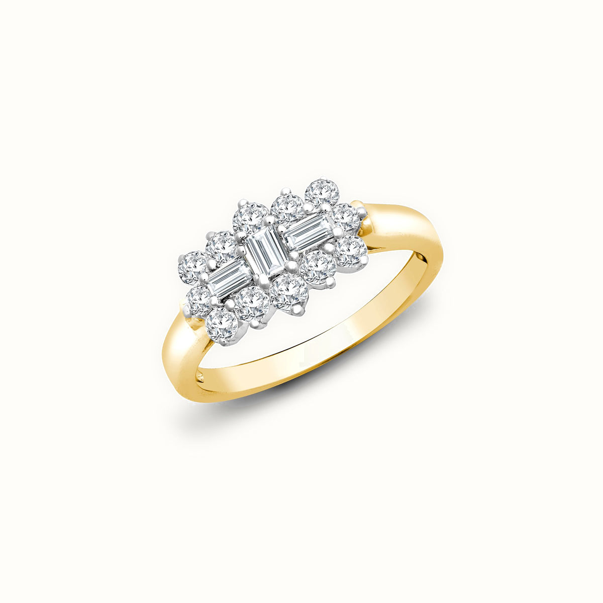 18ct Yellow White Natural Diamond Boat Ring