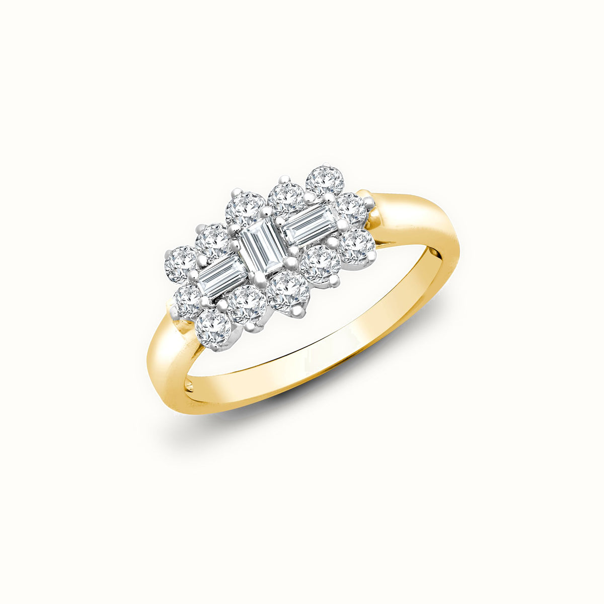 18ct Yellow White Natural Diamond Boat Ring
