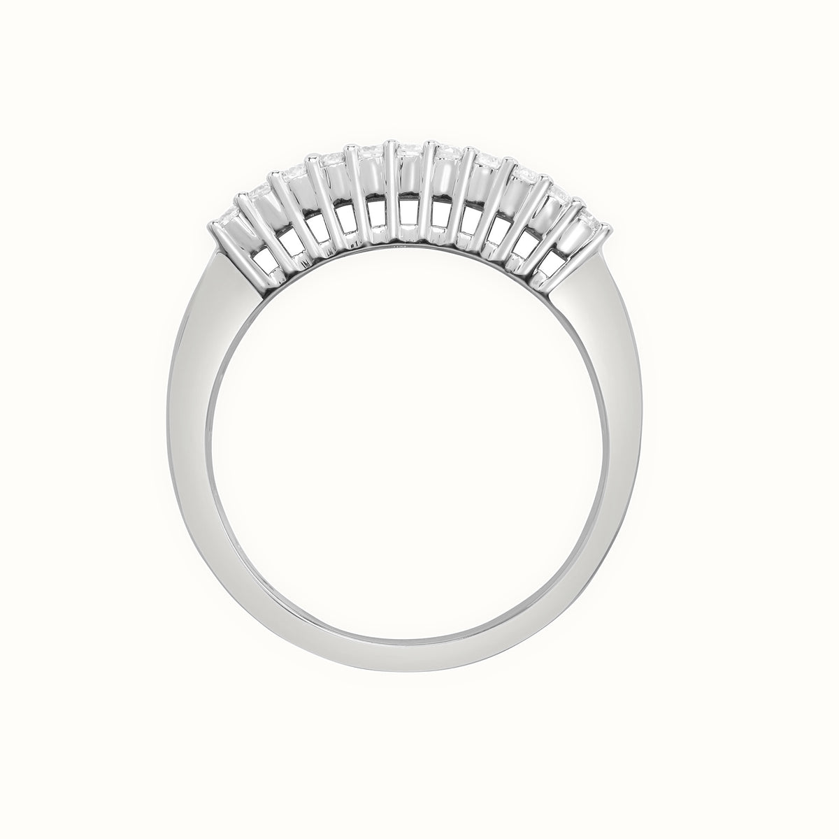 18ct White Round Baguette Natural Diamond Ring