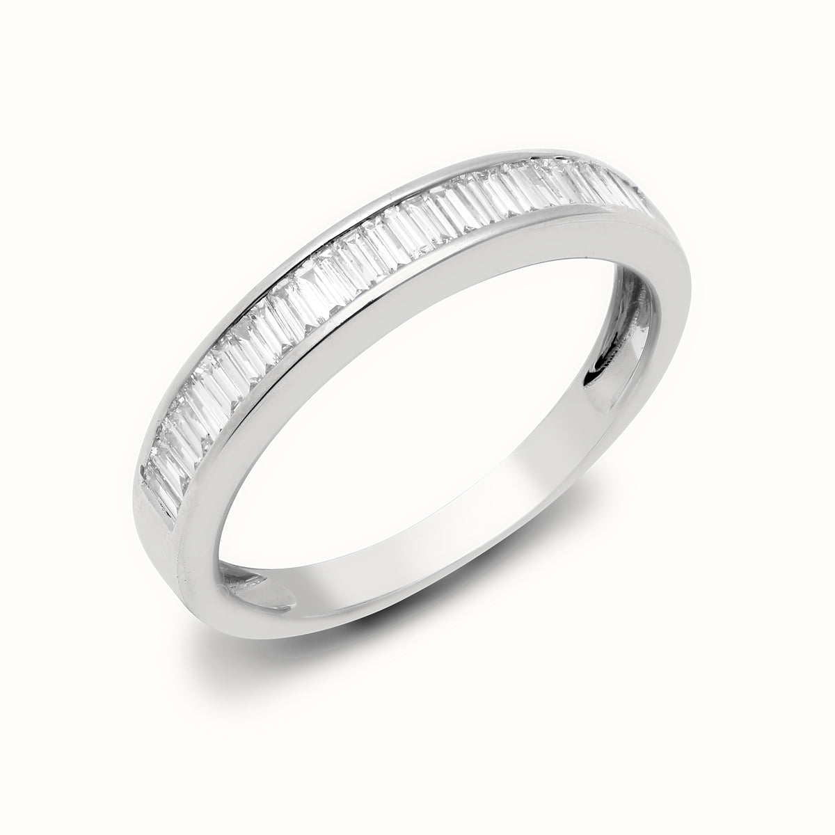 18ct White Natural Diamond Baguette 1 2 Eternity Ring
